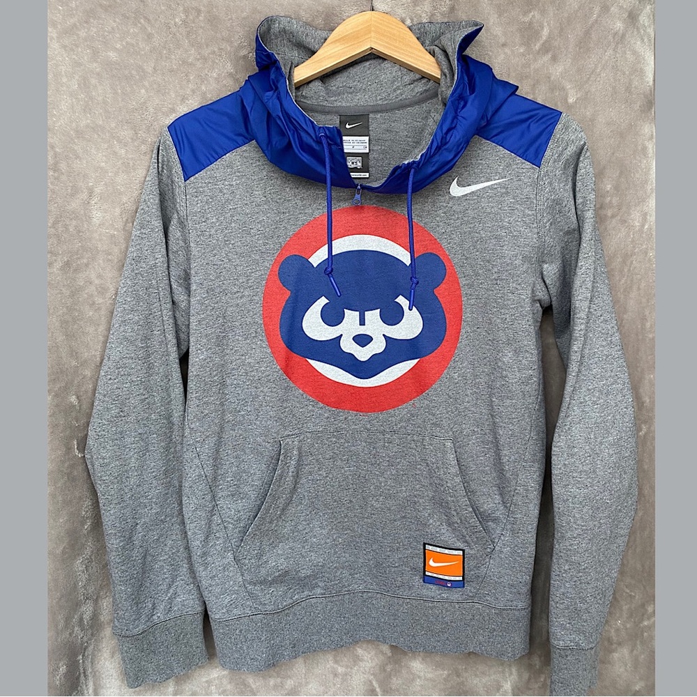 🎉NIKE CHICAGO CUBS Hooded Sweatshirt, Size Men’s Small, Gray/Blue